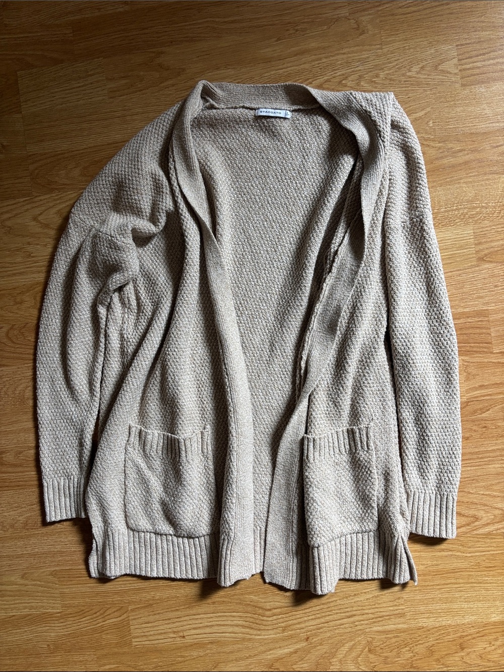 Staccato Cream Open-Front Knit Cardigan